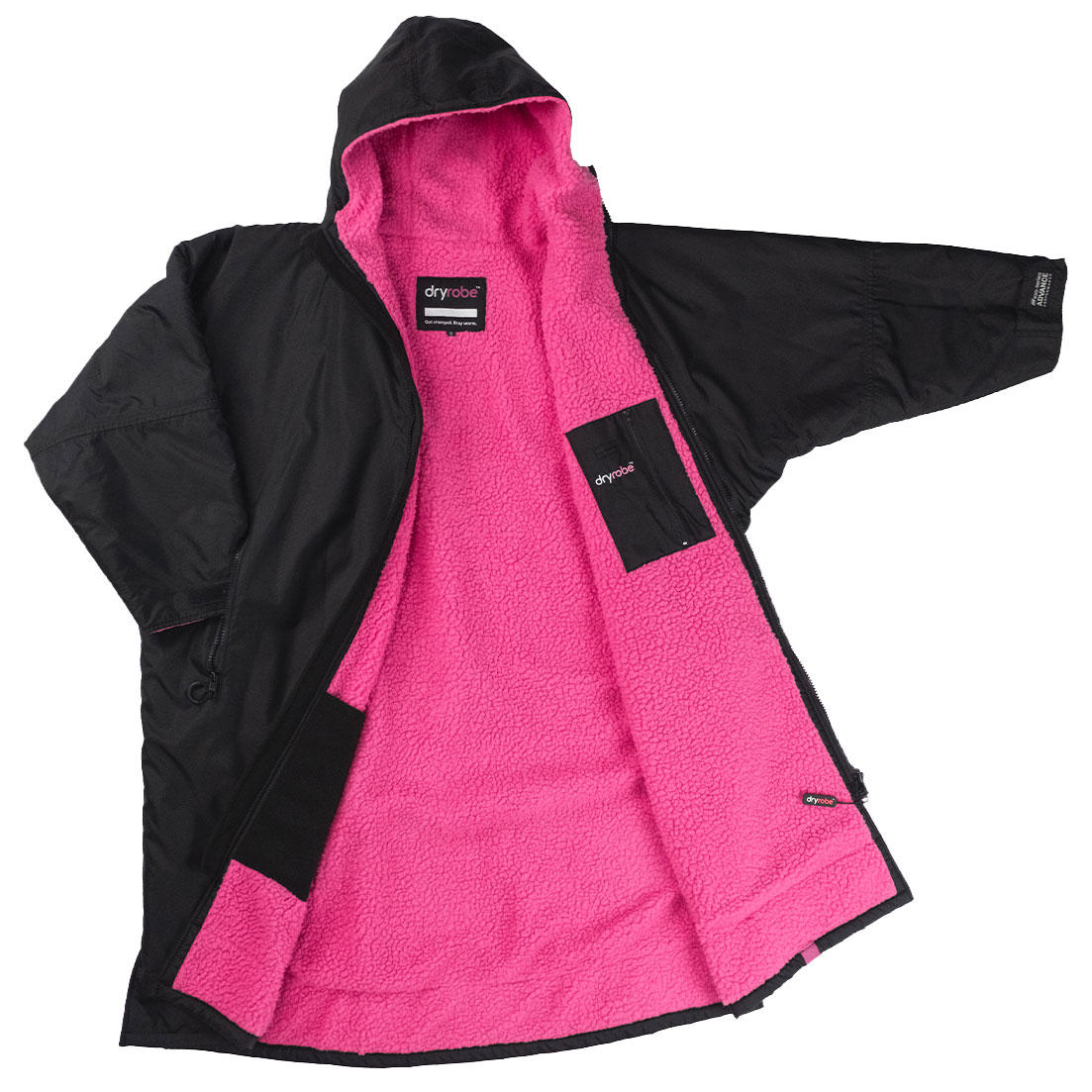 Dryrobe Advance Longsleeve Changing Robe - Black / Pink - Black / Pink