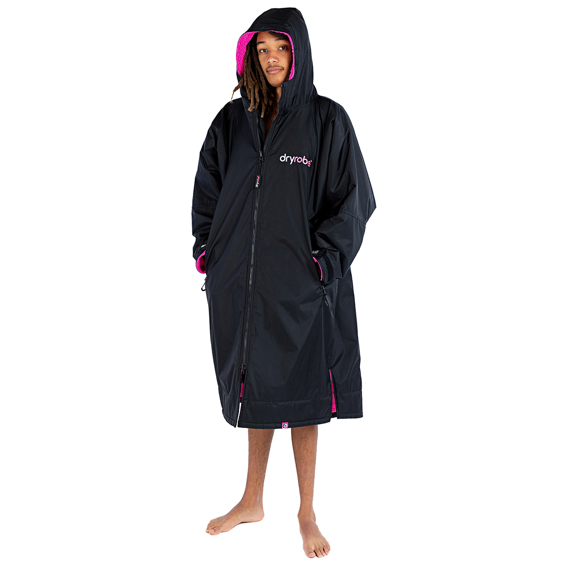 Dryrobe Advance Longsleeve Changing Robe - Black / Pink - Black / Pink
