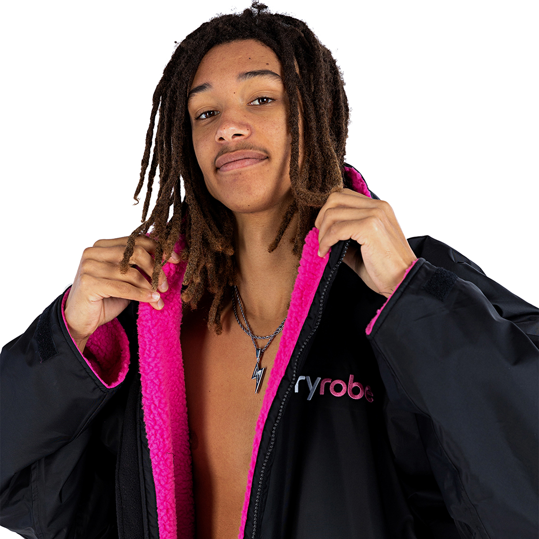 Dryrobe Advance Longsleeve Changing Robe - Black / Pink - Black / Pink