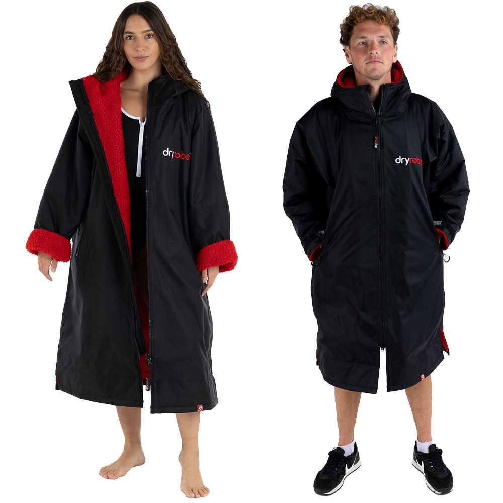 Dryrobe Advance Longsleeve Changing Robe - Black / Red - Black / Red