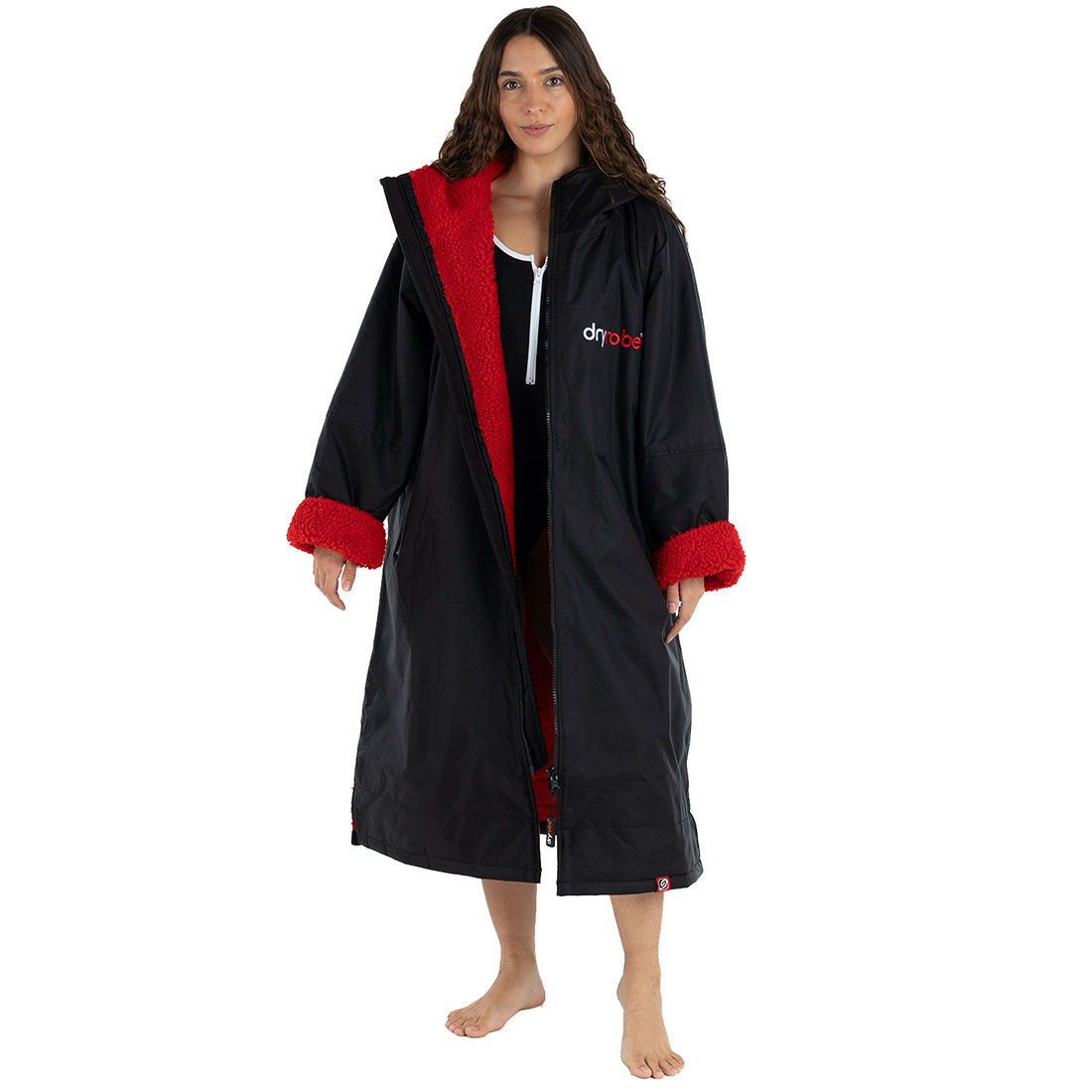 Dryrobe Advance Longsleeve Changing Robe - Black / Red - Black / Red