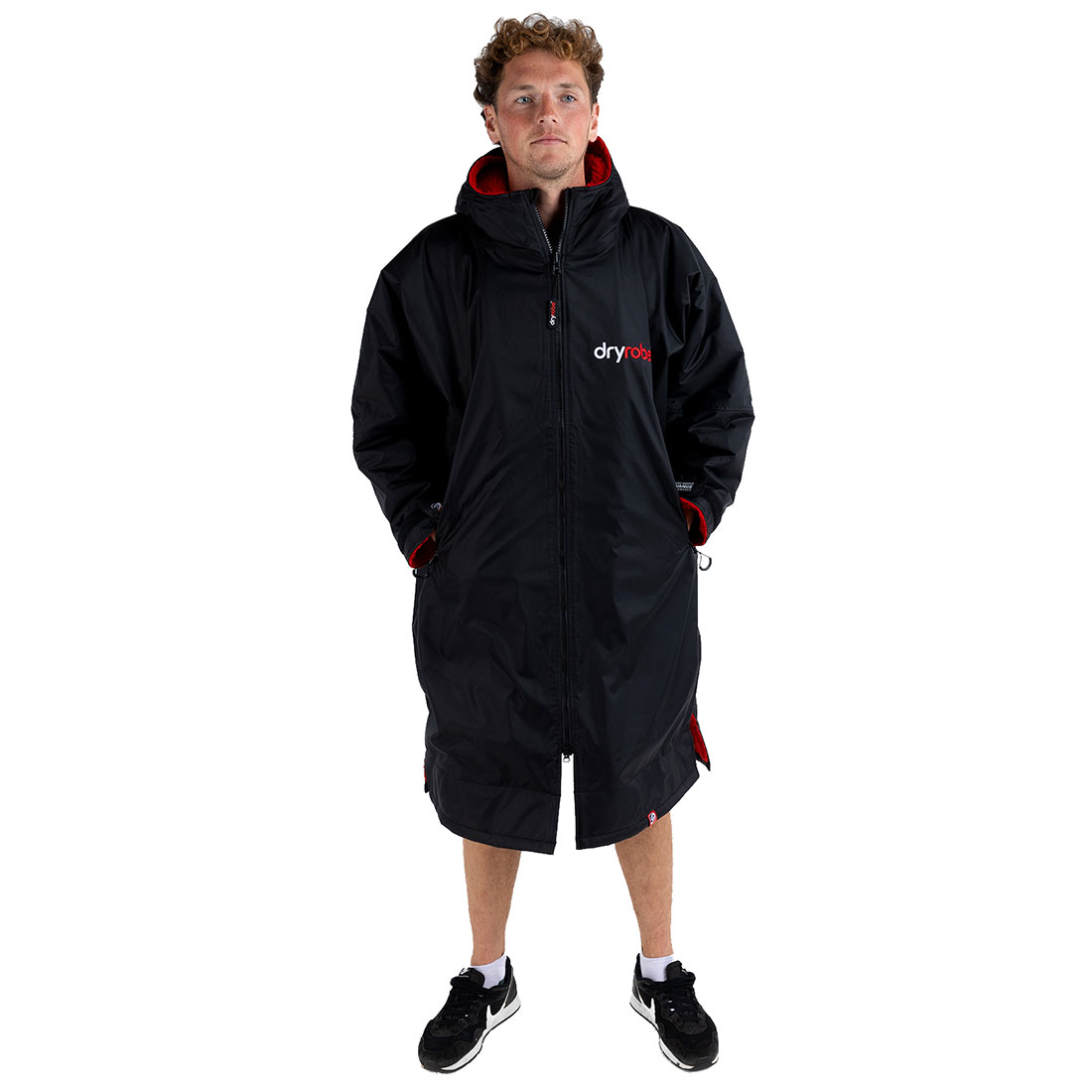 Dryrobe Advance Longsleeve Changing Robe - Black / Red - Black / Red
