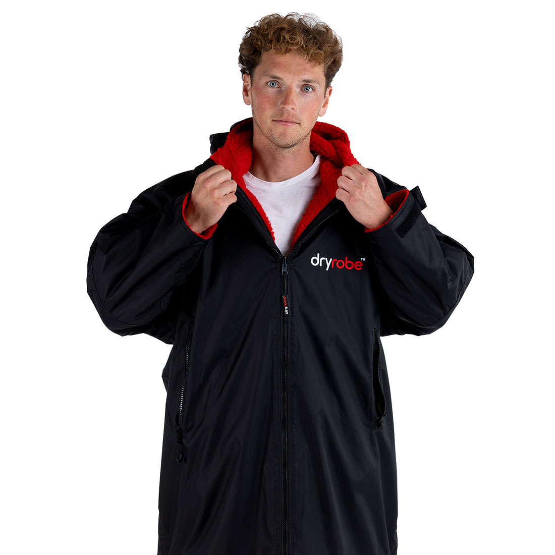 Dryrobe Advance Longsleeve Changing Robe - Black / Red - Black / Red