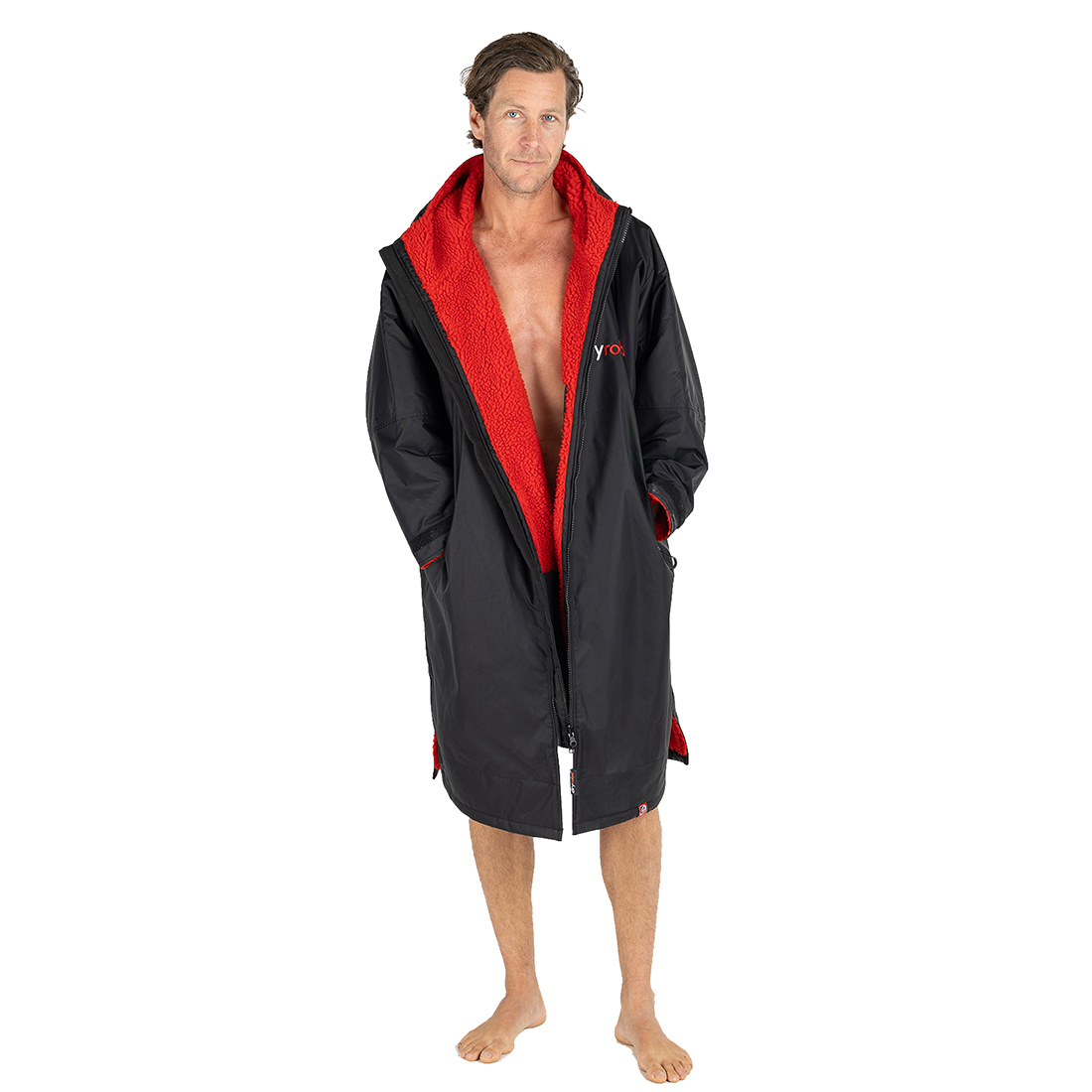 Dryrobe Advance Longsleeve Changing Robe - Black / Red - Black / Red