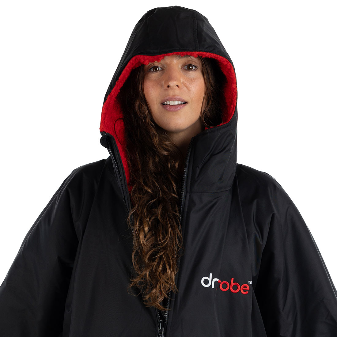 Dryrobe Advance Longsleeve Changing Robe - Black / Red - Black / Red