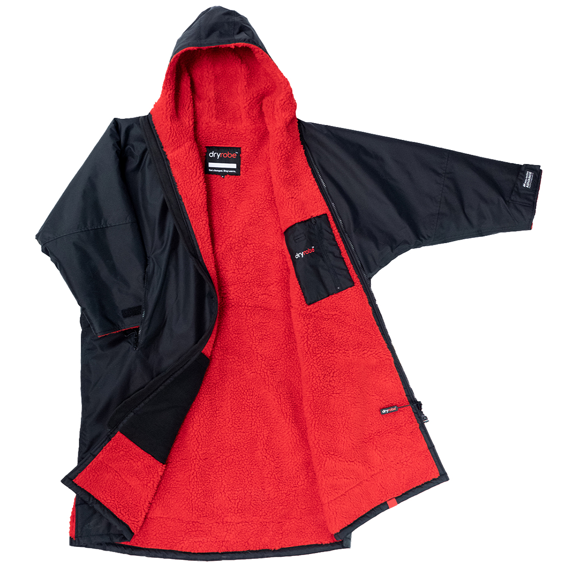 Dryrobe Advance Longsleeve Changing Robe - Black / Red - Black / Red