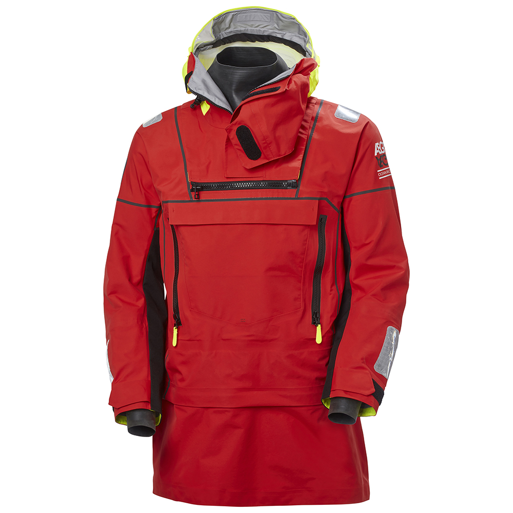 Helly Hansen Men's Aegir Ocean Sailing Modular Smock - Removable Hood and Length - Alert Red