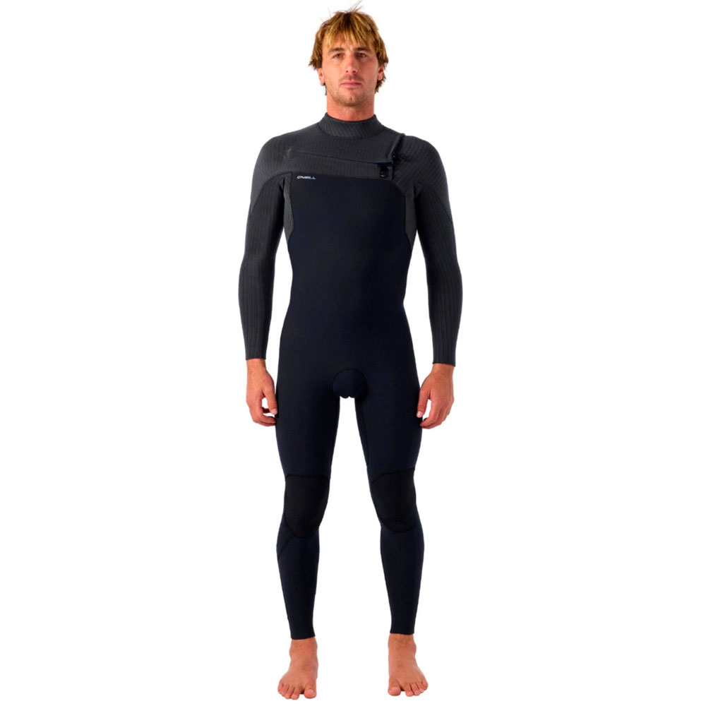 O'Neill Hyperfreak Wind 4/3+mm Chest Zip Wetsuit - Black / Tempered Steel