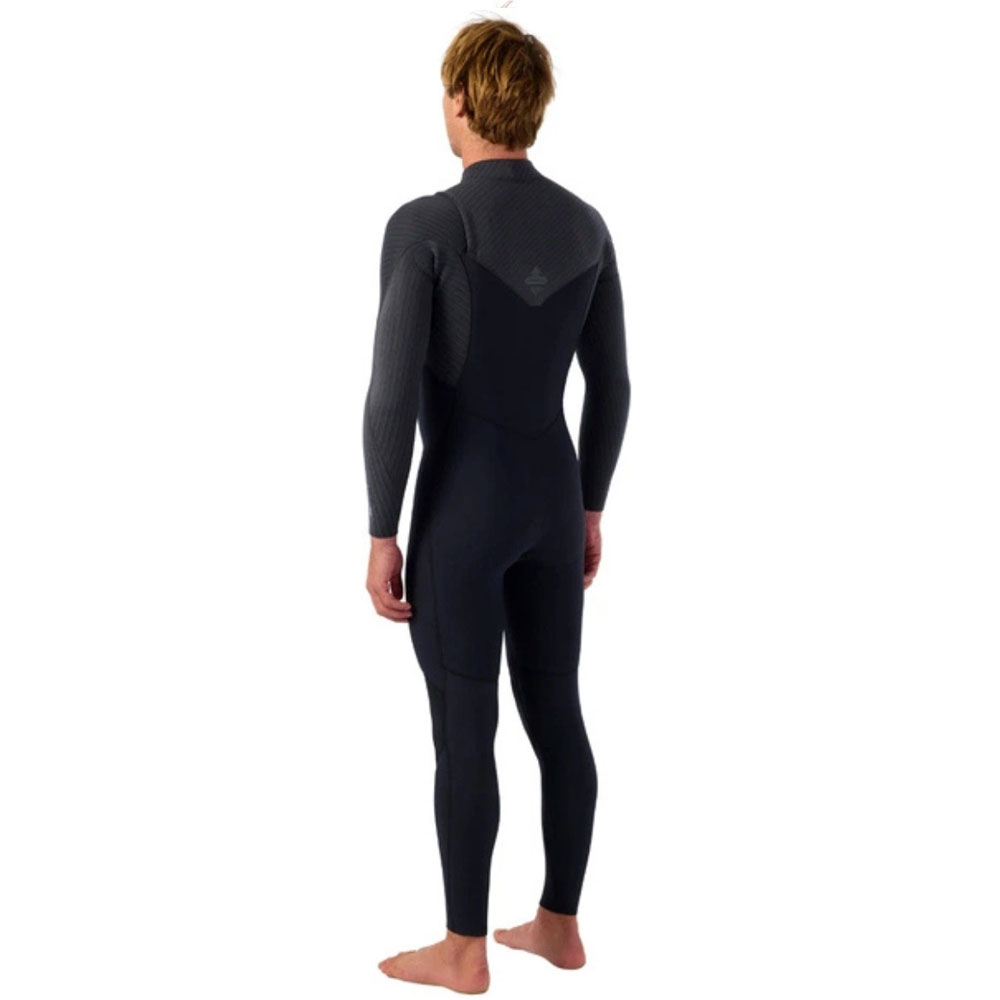 O'Neill Hyperfreak Wind 4/3+mm Chest Zip Wetsuit - Black / Tempered Steel