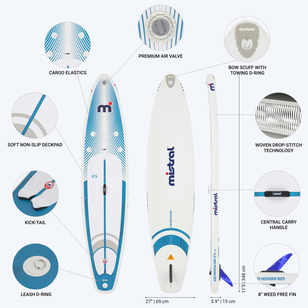 Mistral Gold Rush 11'5 Inflatable SUP Set -Touring SUP - Image