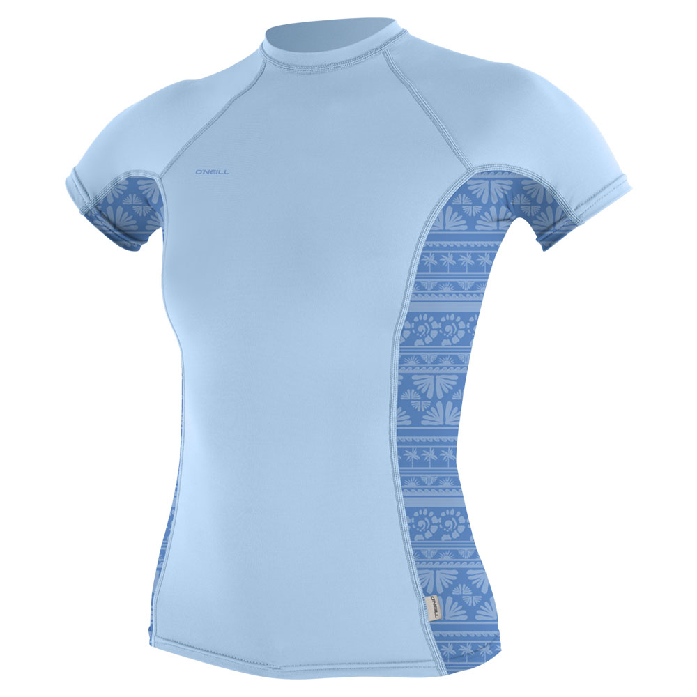 O’Neill Hyperfreak Skins Short Sleeve Rashguard for Women - Chambrayblue/Surfabstract