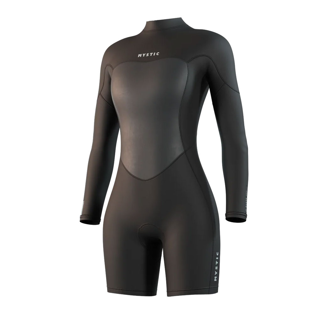 Mystic Brand Longarm Shorty 3/2mm Back Zip Wetsuit for Women - Black