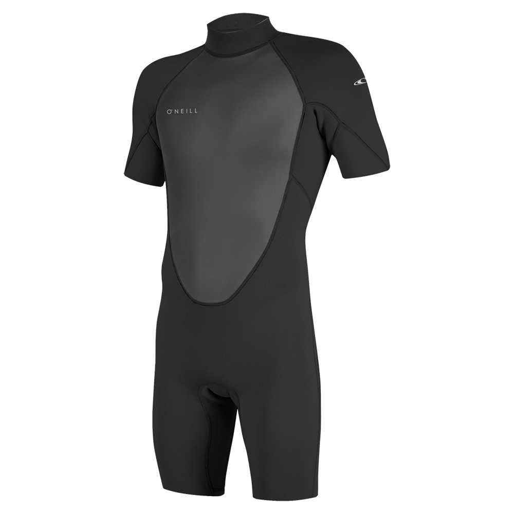 O'Neill Men's Reactor 2 2mm Back Zip Short Sleeve Shorty Wetsuit 2026 - Black / Black