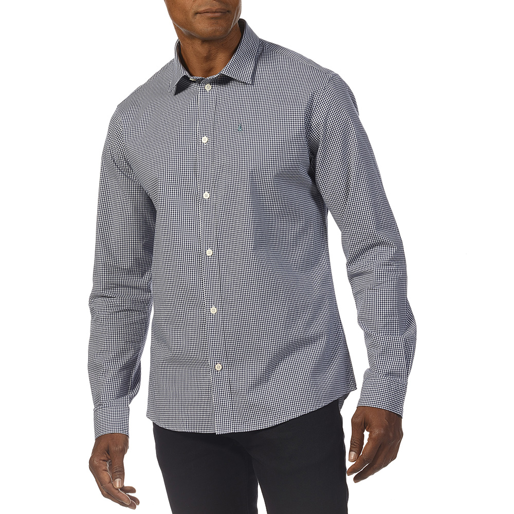 Musto Men's Sardinia Micro Gingham Shirt - Size Small - Navy / White