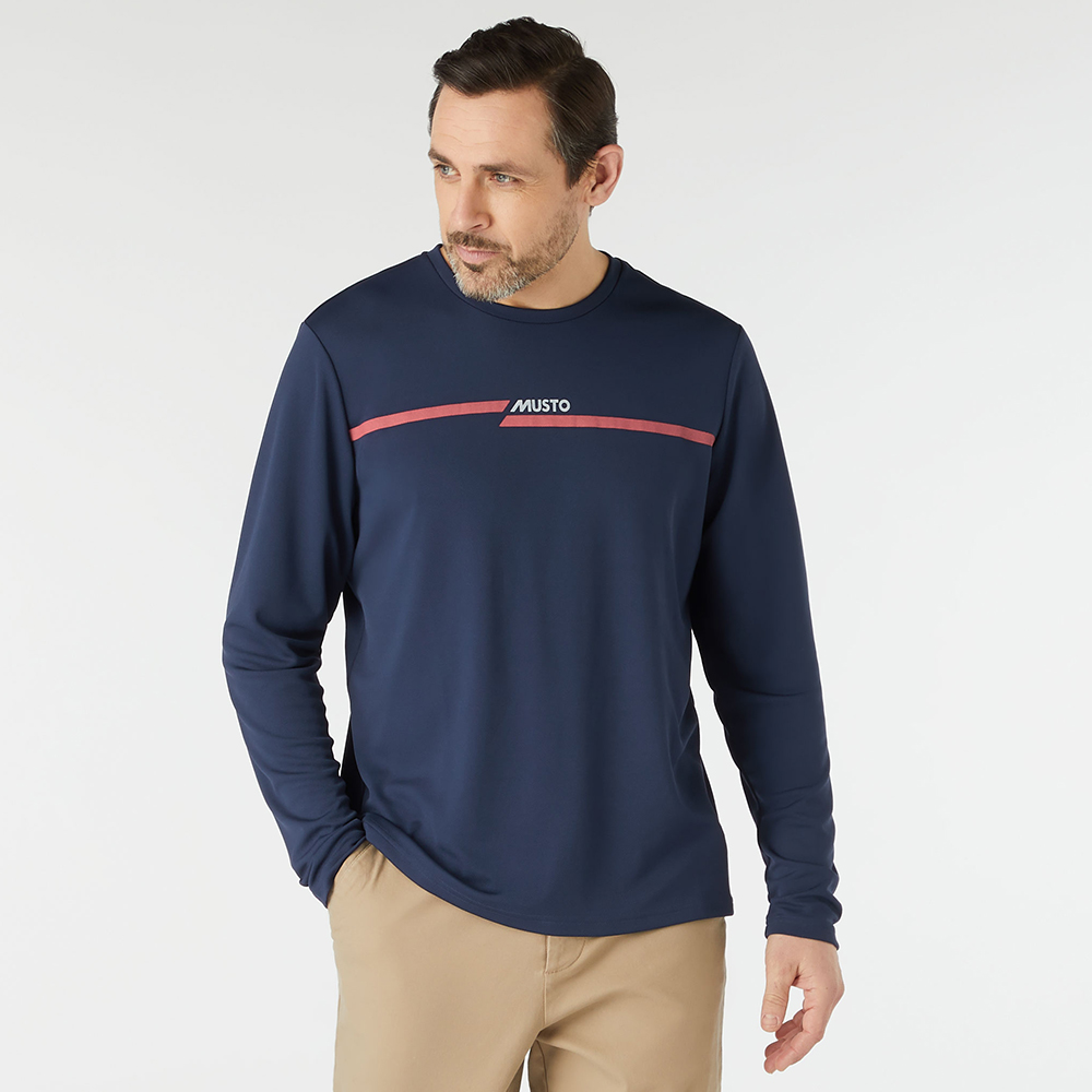 Musto Signature Long Sleeve Tee - Size Small - Maritime Blue