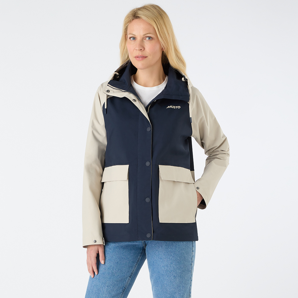 Musto Women's Classic Shore Waterproof Jacket - Pumice / Navy