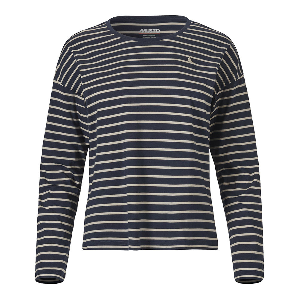 Musto Women's Original Long Sleeve Stripe Tee - Navy / Pure Cashmere