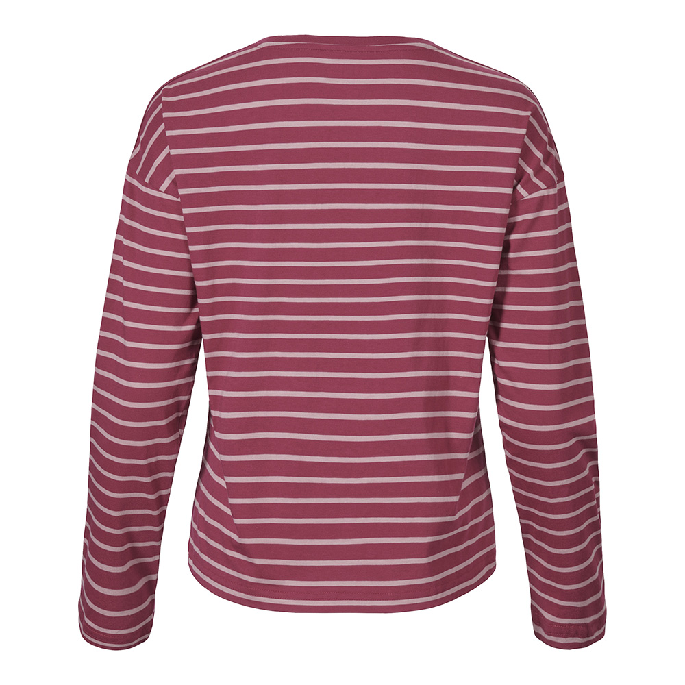Musto Women's Original Long Sleeve Stripe Tee - Oyster Pink / Very Berry