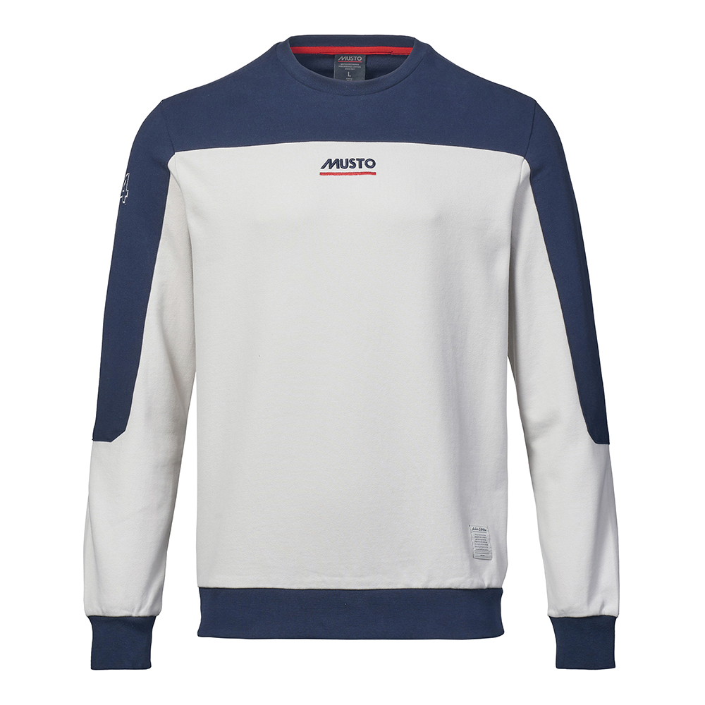 Musto Men's 64 Crew Neck Sweat - Platinum / Navy