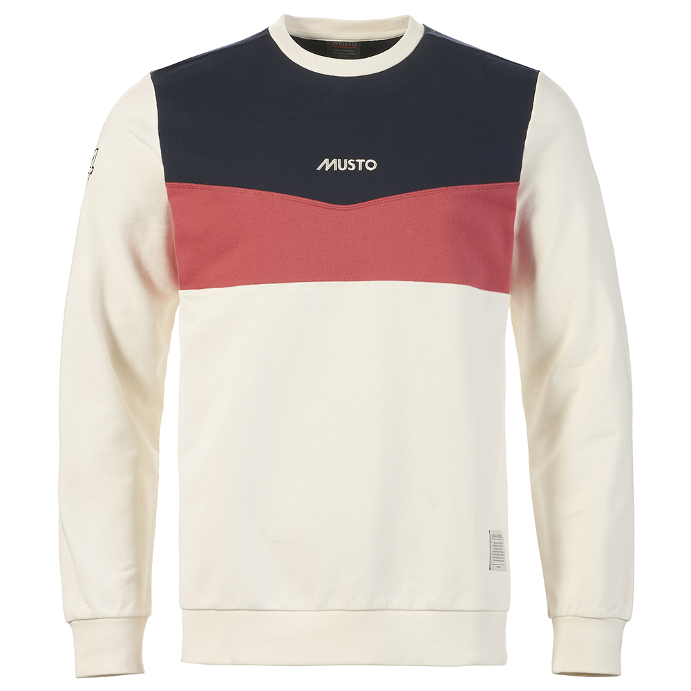 Musto Men's 64 Tri Colour Sweat - Size Large - Antique Sail White / Navy