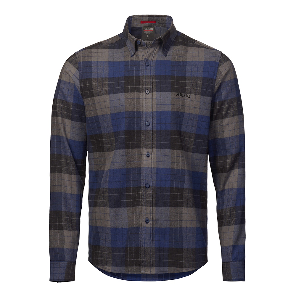 Musto Men's Marina Plaid Long Sleeve Shirt 2.0 - Dark Cobalt - Size Small - Dark Cobalt