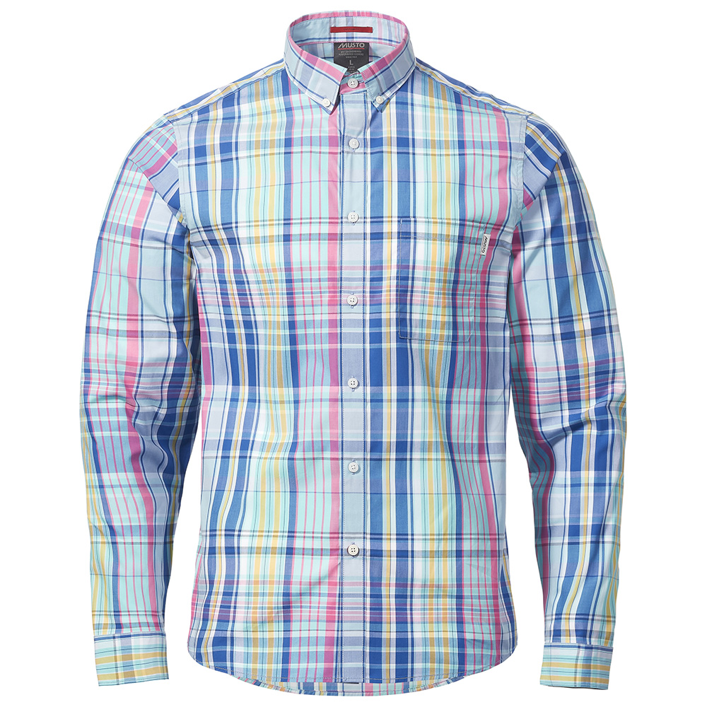 Musto Men's Marina Plaid Long Sleeve Shirt - Marine Blue