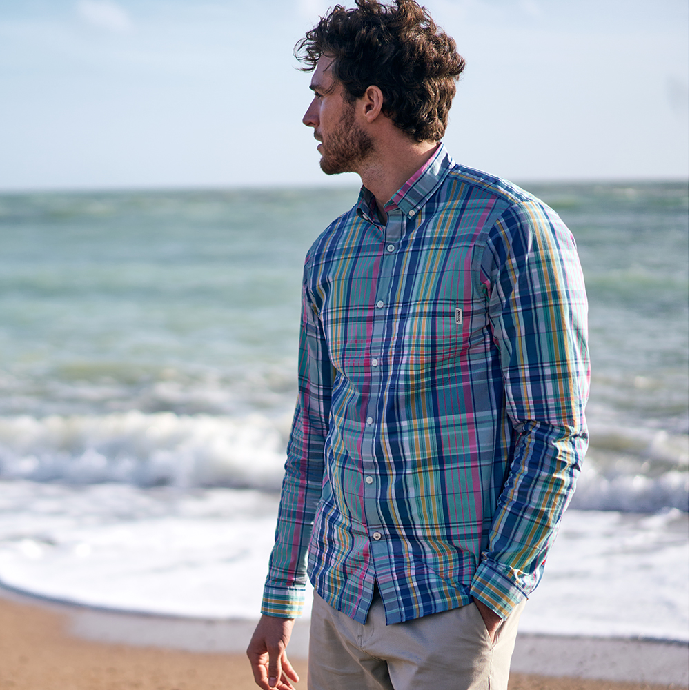 Musto Men's Marina Plaid Long Sleeve Shirt - Marine Blue