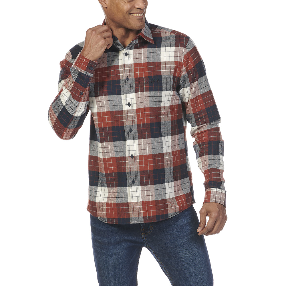 Musto Men's Marina Plaid Long Sleeve Shirt - Burnt Henna