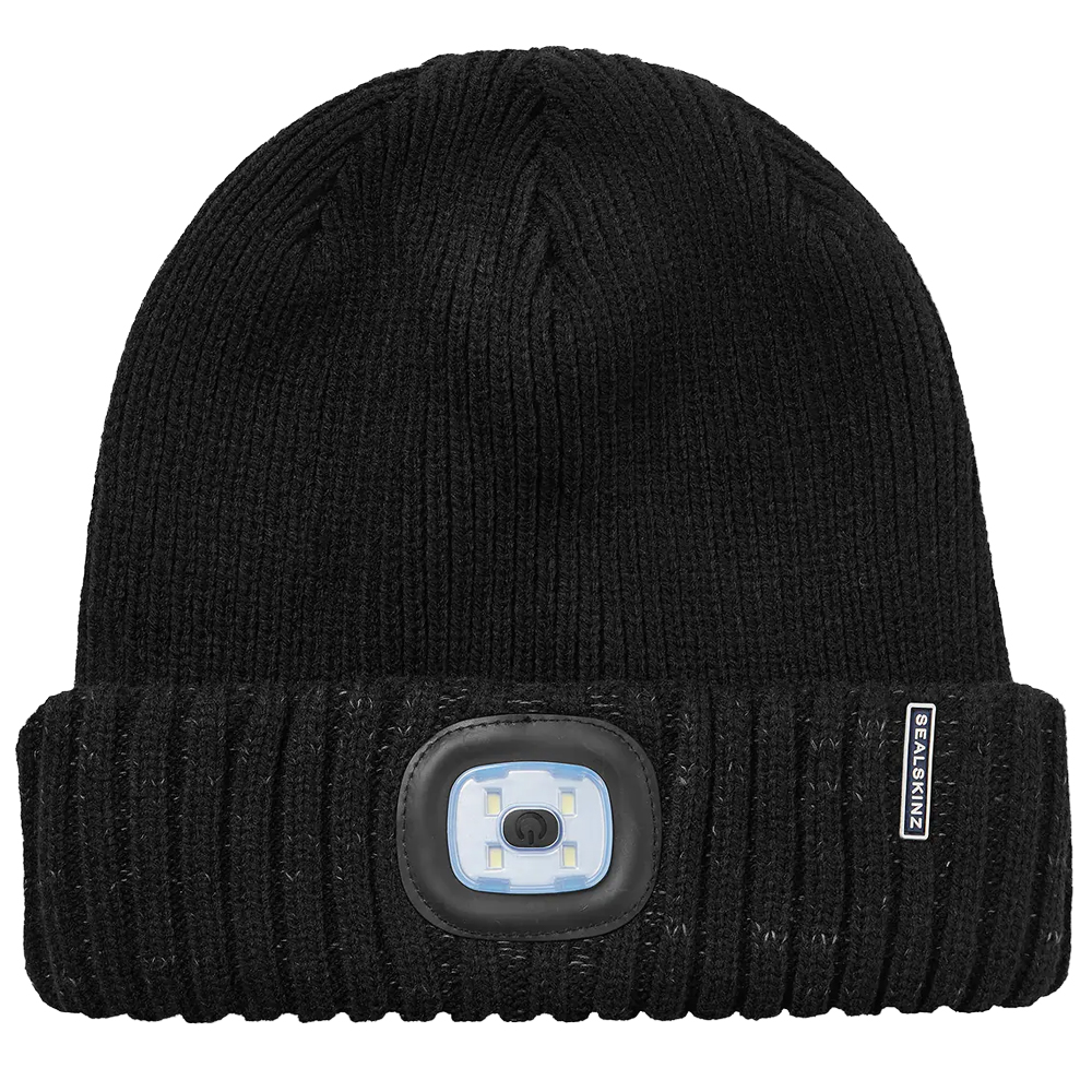 Sealskinz Heydon Waterproof Cold Weather LED Roll Cuff Beanie - Black