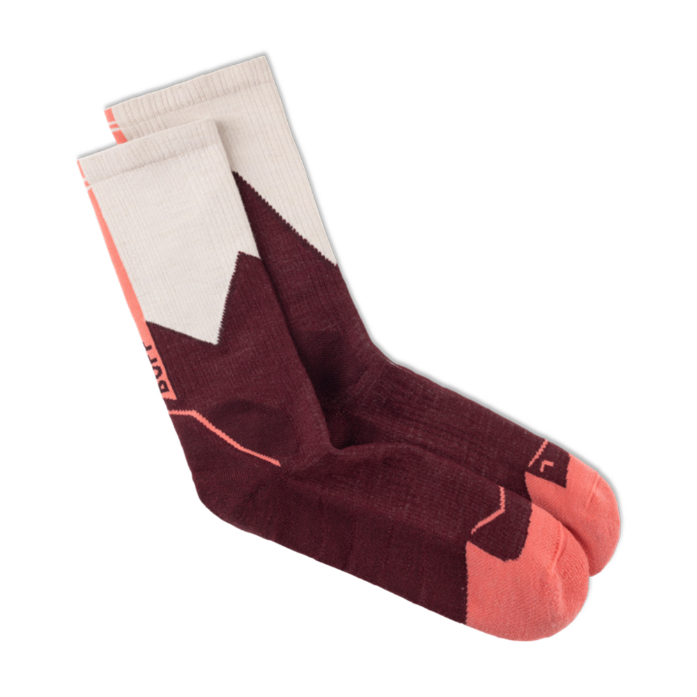 Buff Merino Midweight Crew Sock - Wine - Image