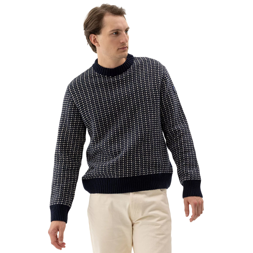 Holebrook Hilmer Crew Windproof Jumper - Navy/Sand
