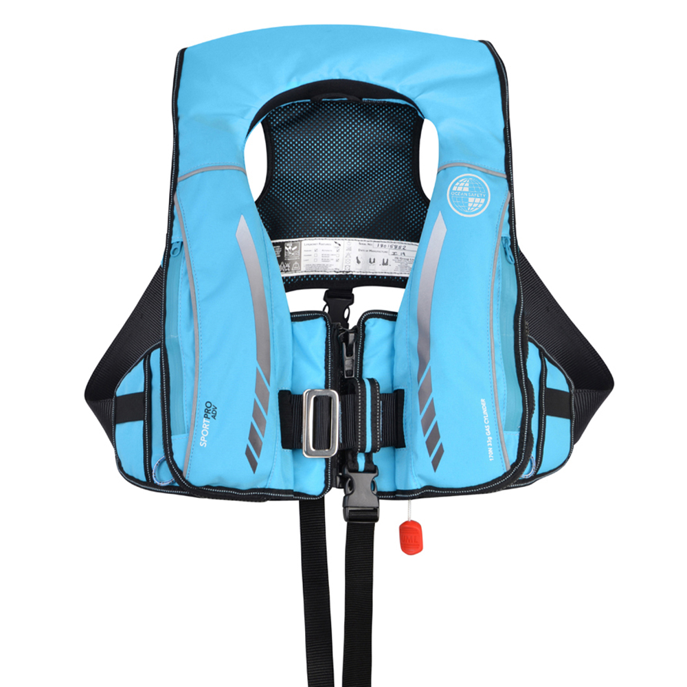 Kru Sport Pro 170N ADV Lifejacket - Automatic with Harness, Light and Spray Hood - Sky Blue