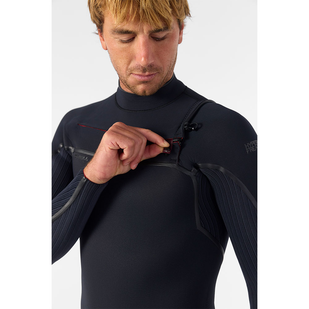 O'Neill Hyperfreak Fire 5/4mm+ Chest Zip Fullsuit - Black/Black
