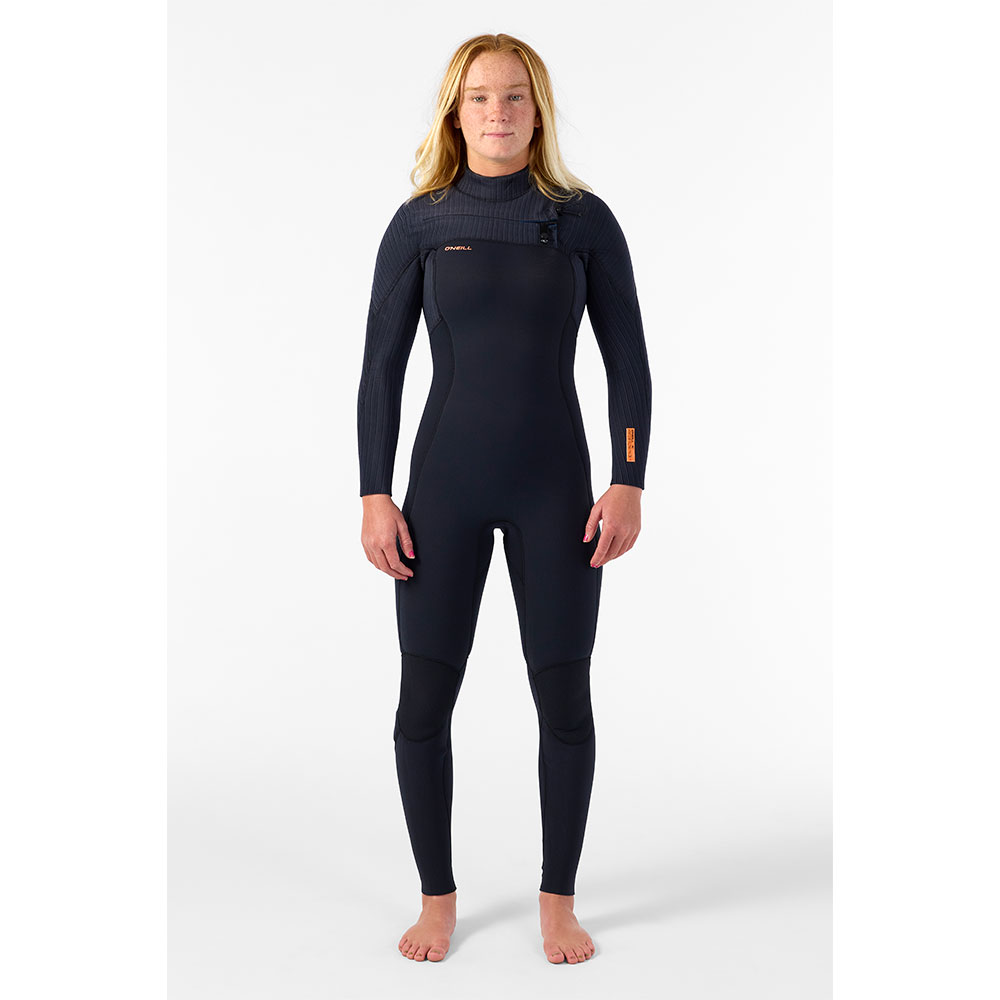 O'Neill Hyperfreak Plus 5/4mm Chest Zip Fullsuit for Women - Black/Black