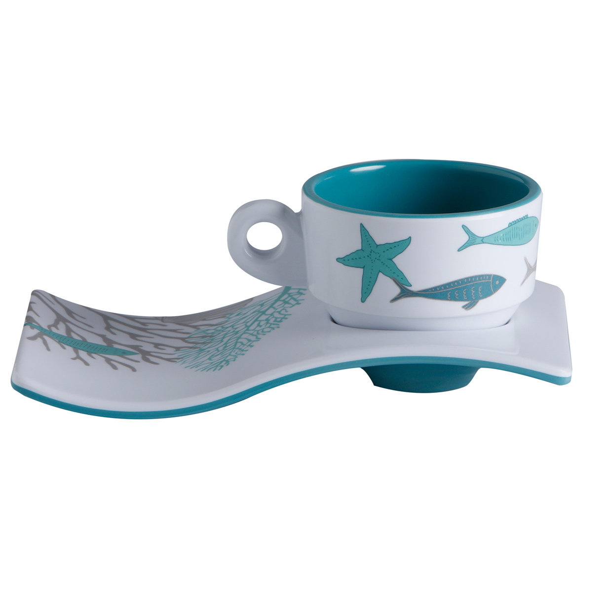 Coastal Melamine Coffee / Espresso Set - Cup and Saucer - Image