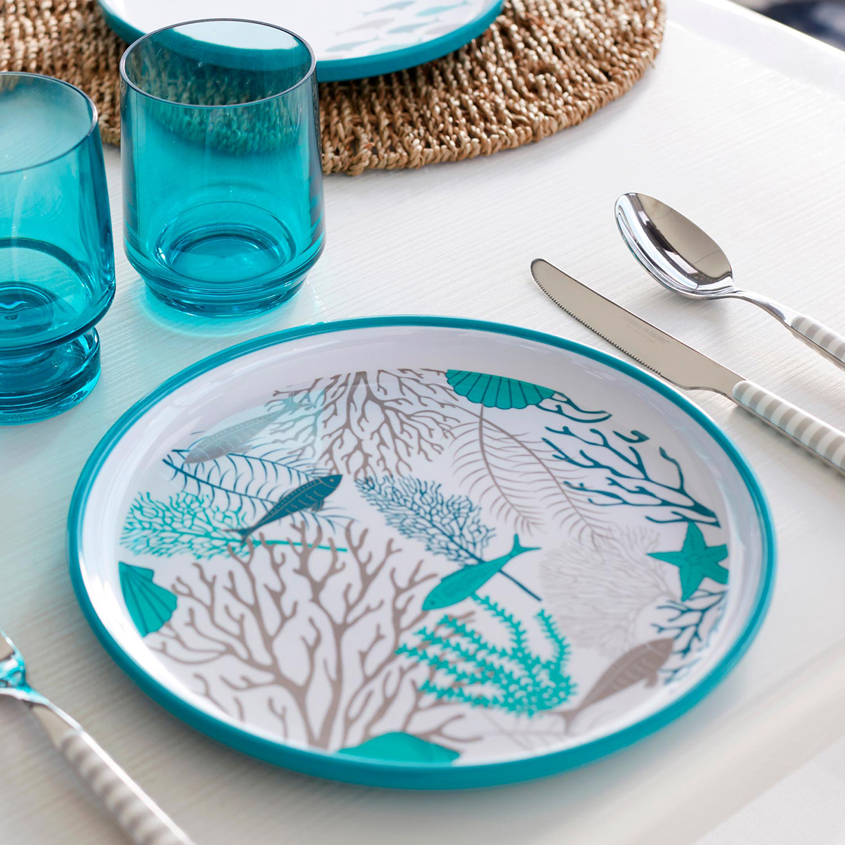 Coastal Melamine Non-Slip Dinner Plate - Single - Image