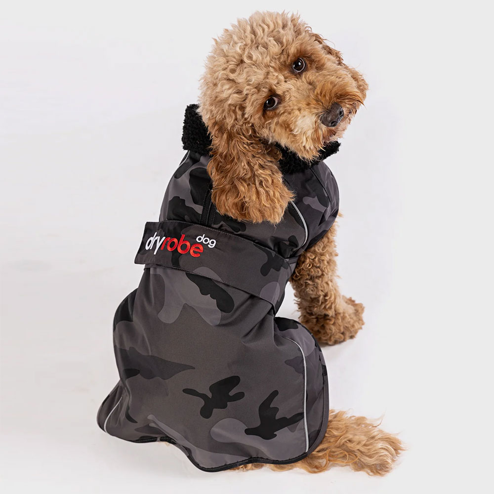 Dryrobe Dog Coat in Black Camo - Black / Camo / Black
