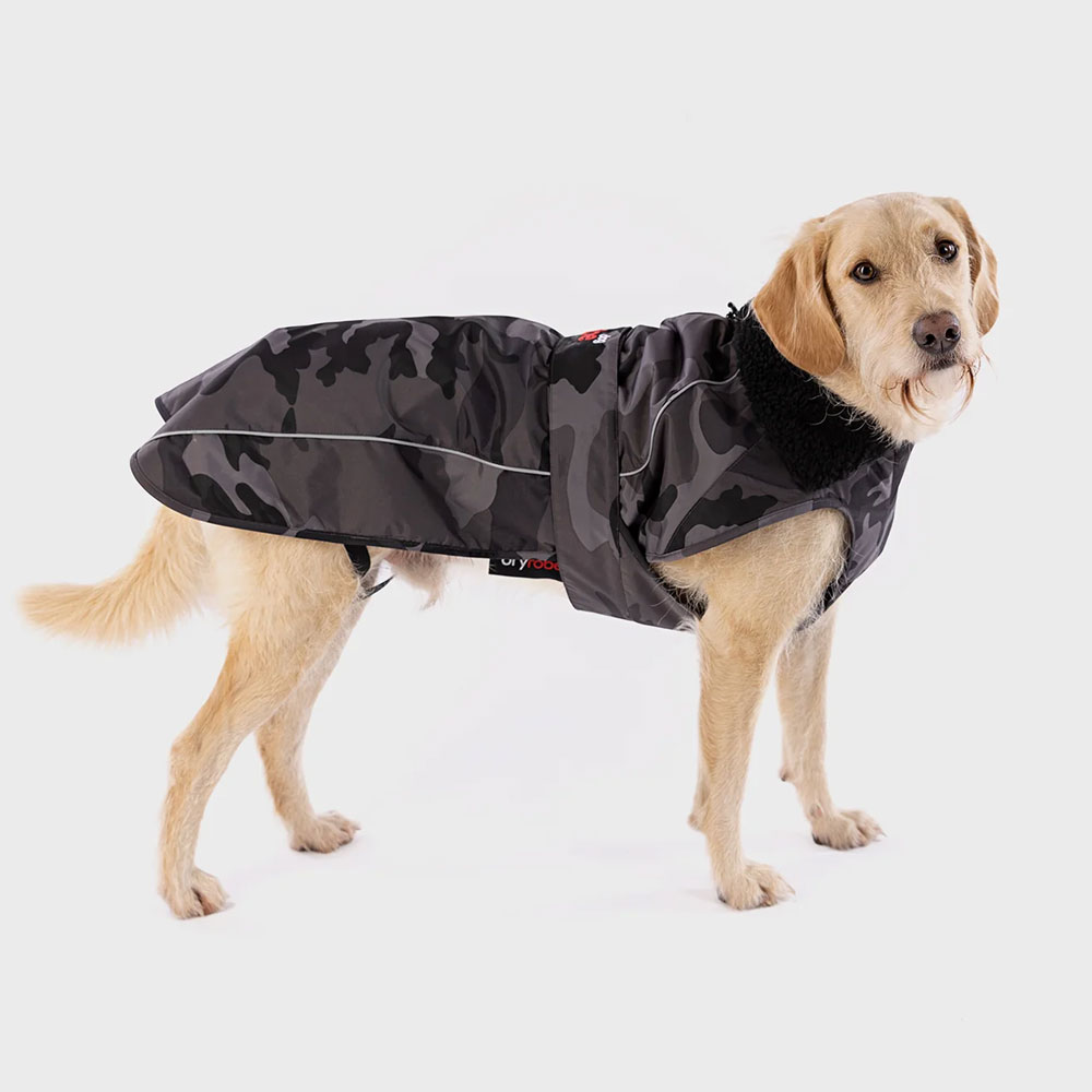 Dryrobe Dog Coat in Black Camo - Black / Camo / Black