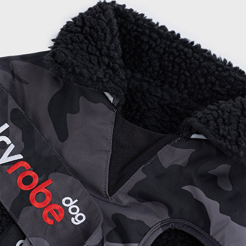 Dryrobe Dog Coat in Black Camo - Black / Camo / Black