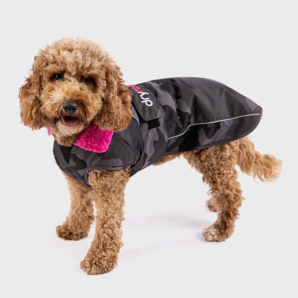 Dryrobe Dog Coat in Black Camo Pink - Black Camo / Pink