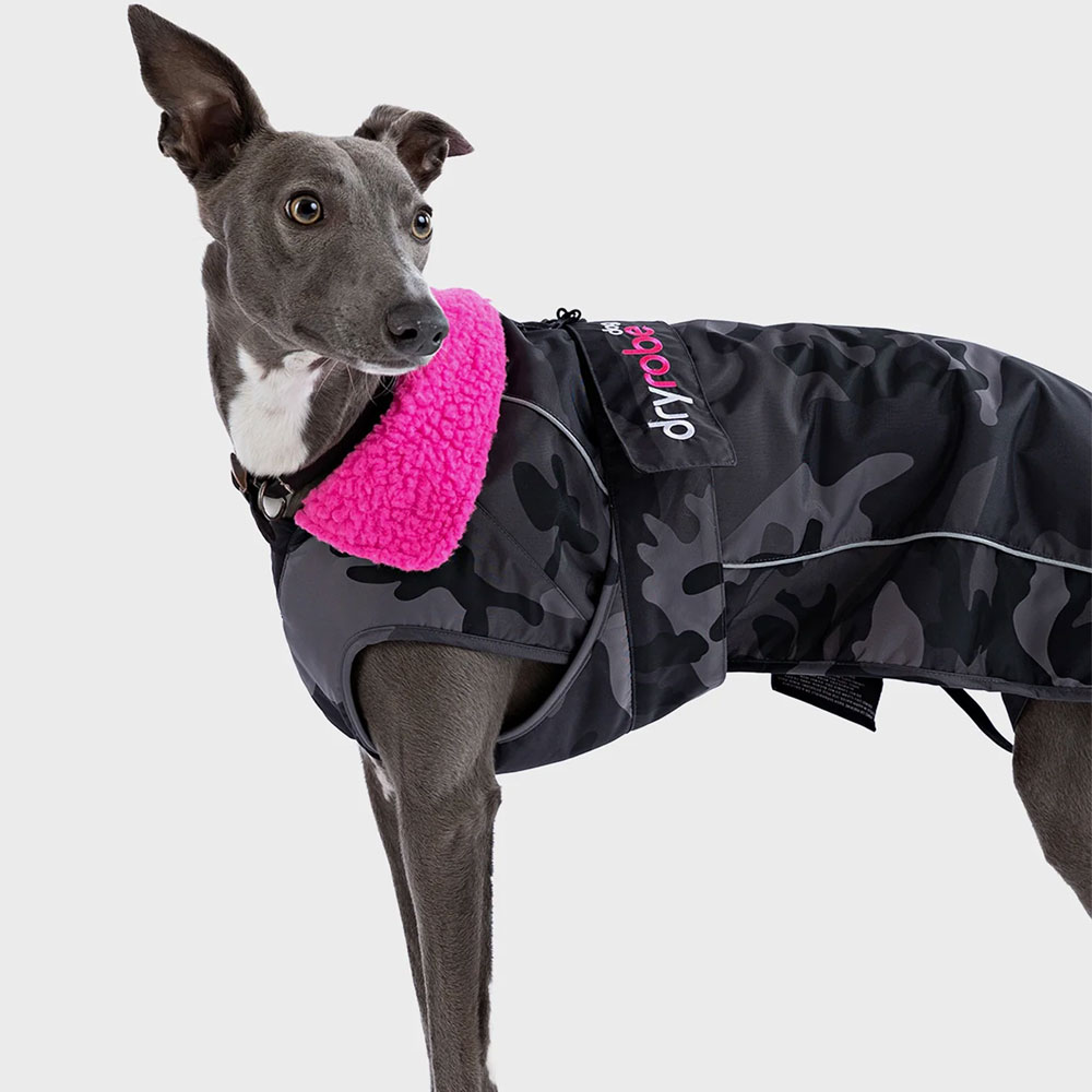 Dryrobe Dog Coat in Black Camo Pink - Black Camo / Pink
