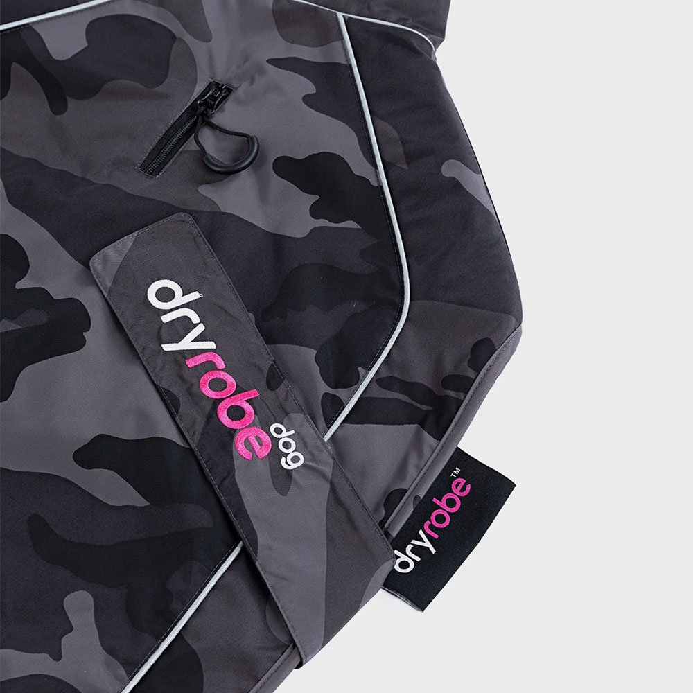Dryrobe Dog Coat in Black Camo Pink - Black Camo / Pink