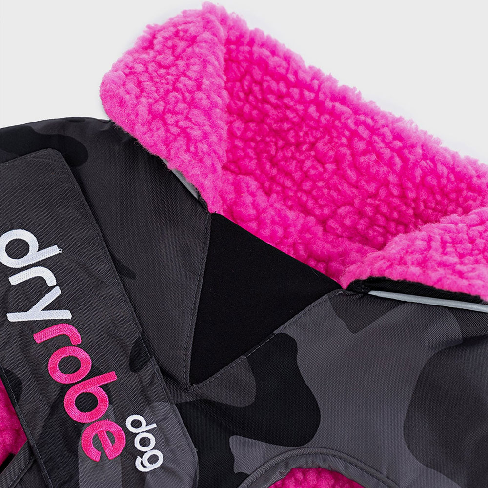 Dryrobe Dog Coat in Black Camo Pink - Black Camo / Pink