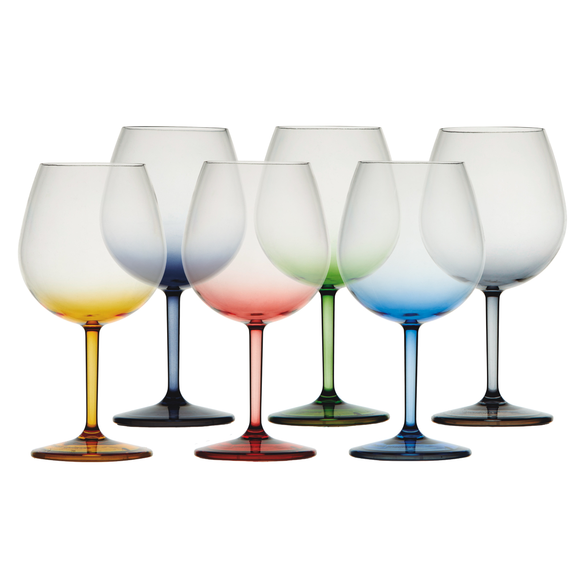 Non-Slip Balloon Glass (Plastic) Party Colours Set of 6 - Image