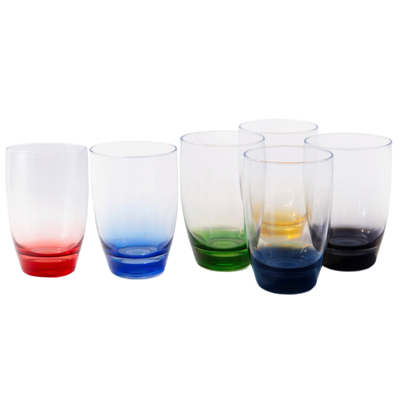 Non-Slip Beverage Glass (Plastic) Party Colours Set of 6 - Image