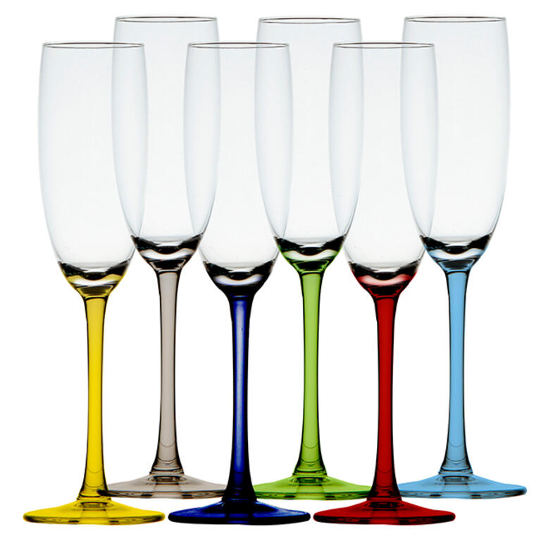 Non-Slip Champagne Glass (Plastic) Party Colours Set of 6 - Image