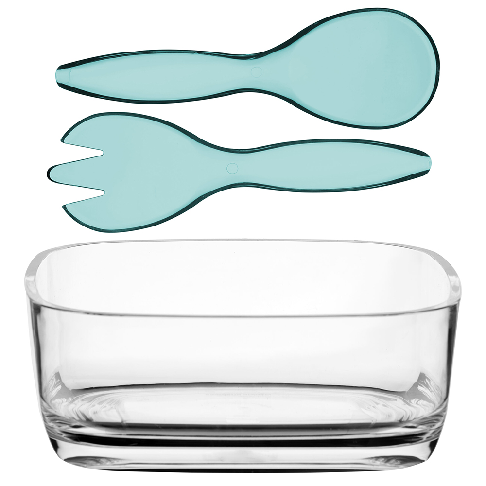 Square Salad Bowl and Serving Cutlery - Image